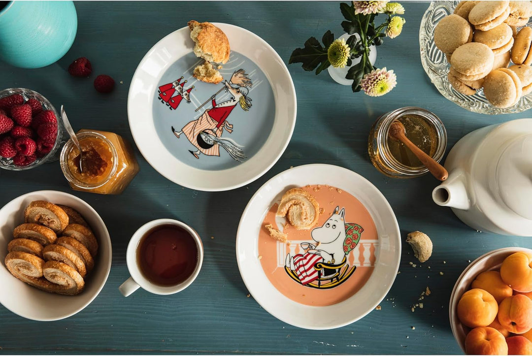 Arabia 1057215 MOOMIN PLATES Teller, Porzellan, 19 cm 19 cm Orange/Abendrot im Zickzackmuster (Sunse
