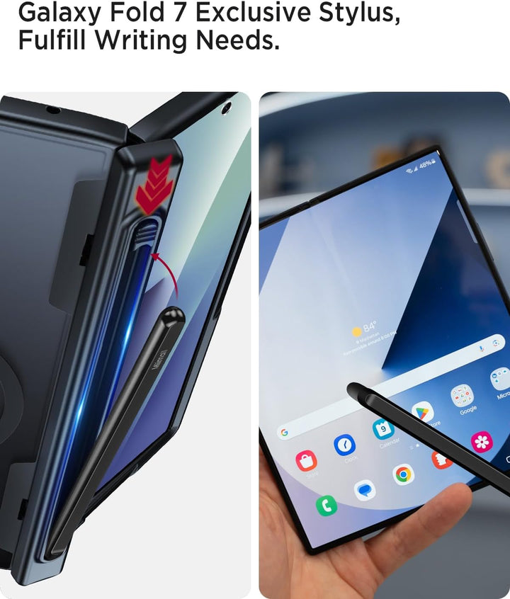 Miimall Kompatibel mit Samsung Galaxy Z Fold 7 Hülle mit Pen Mag-Safe, HD Displayschutz & Scharniers