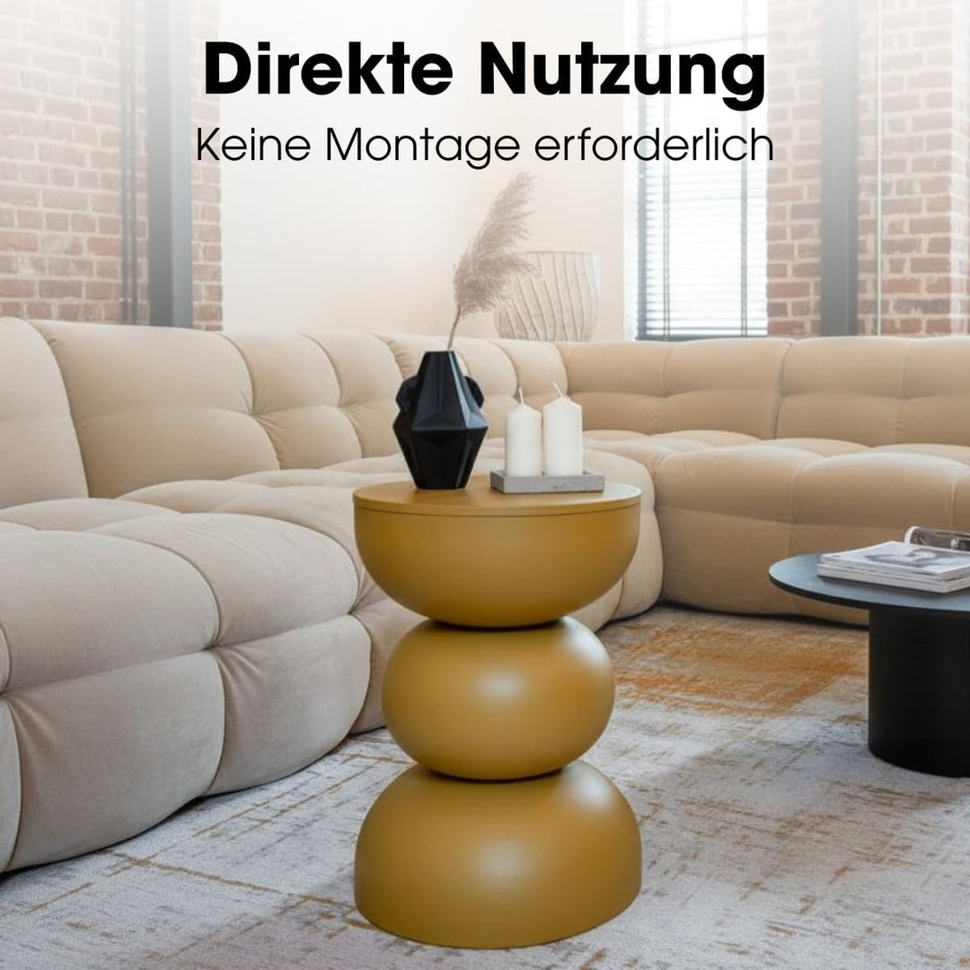 MICA Decorations Luna Beistelltisch – Beistelltisch Rund H46 x Ø32 cm – Wohnzimmer Tisch oder Nachtt