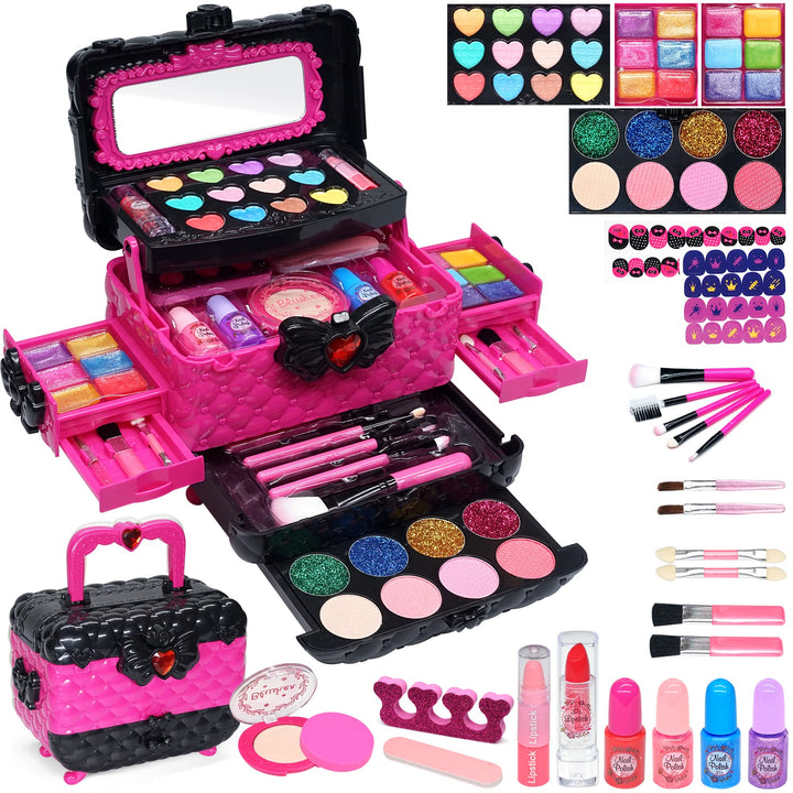 Kinderschminke Set Mädchen Kinder Make Up Set - 57PCS Kinder Schminkkoffer Mädchen Spielzeug,Kinder