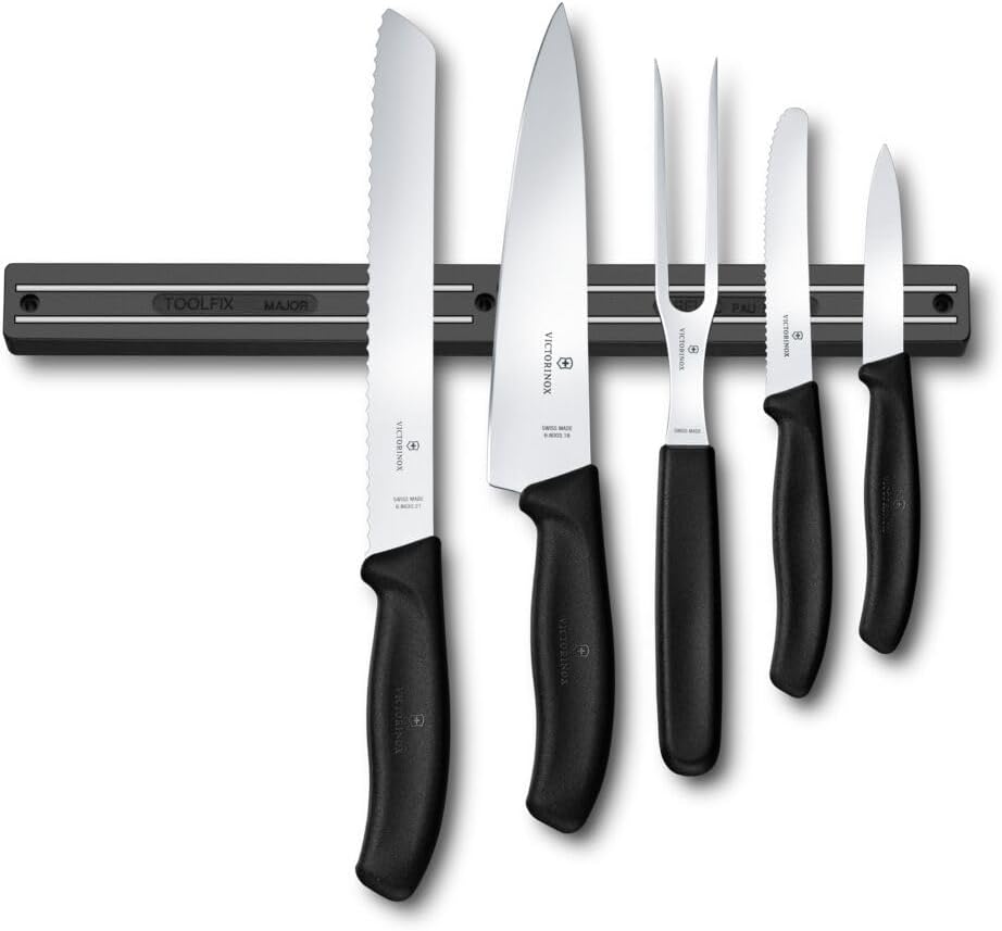 Victorinox Messerleiste Major mit Magnetschiene, 3 Befestigungslöcher, 35 cm Gesamtlänge, schwarz