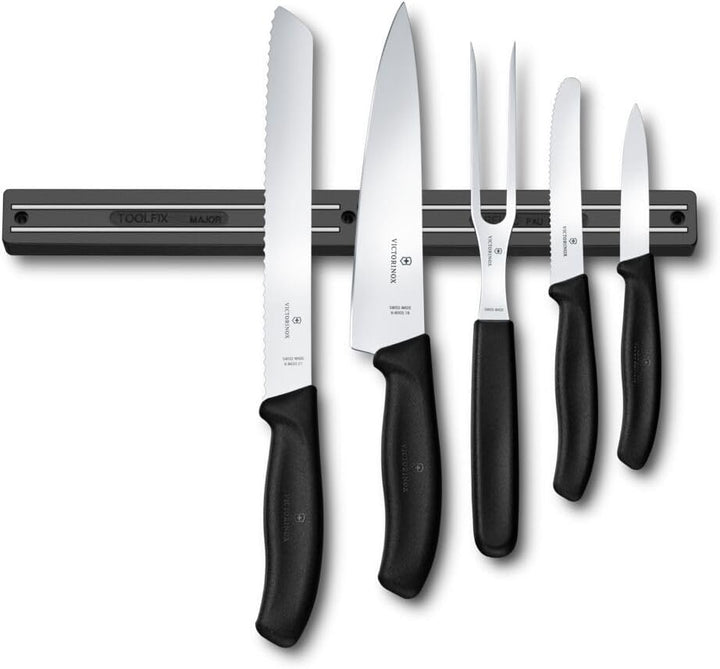 Victorinox Messerleiste Major mit Magnetschiene, 3 Befestigungslöcher, 35 cm Gesamtlänge, schwarz