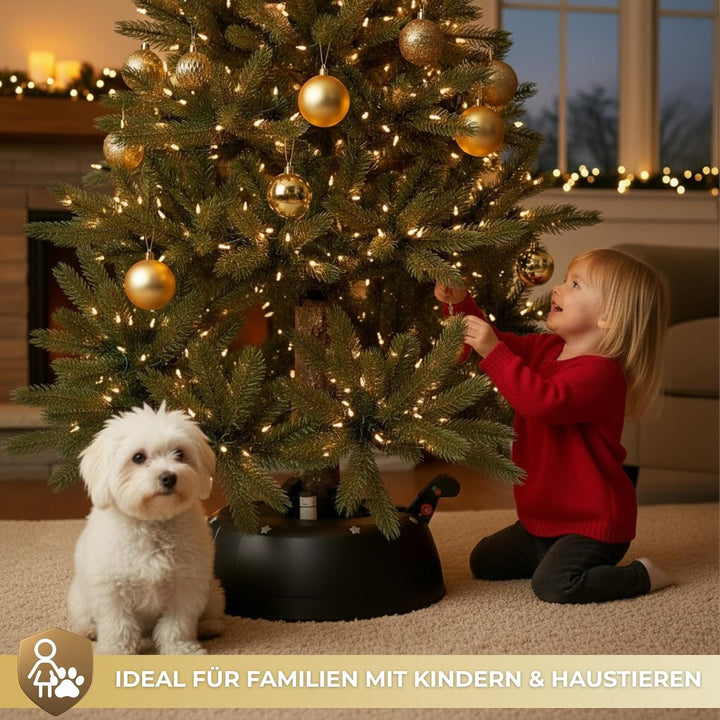 Kamai Stabiler Christbaumständer für Baumhöhe bis 3m, mit Fusspedal und Einseiltechnik, inkl. 3L Was