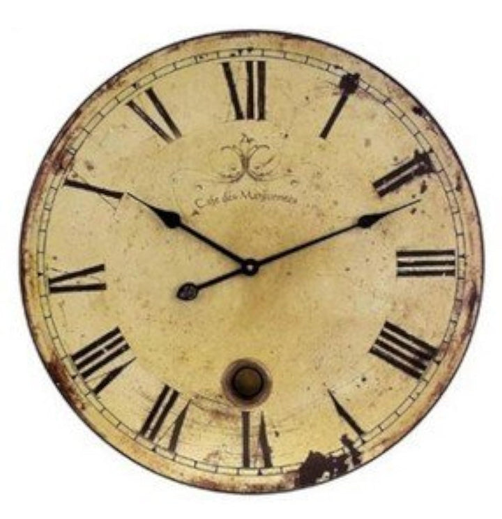 Wanduhr küchenuhr Vintage Shabby CHIC Antik Nostalgie Rustikale Quarzuhr aus MDF mit lautlosem Uhrwe