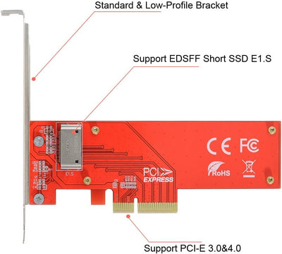 xiwai PCI-E4.0 4X Host Adapter auf NVMe Ruler 1U GEN-Z EDSFF Short SSD E1.S Carrier Adapter EDSFF-PC