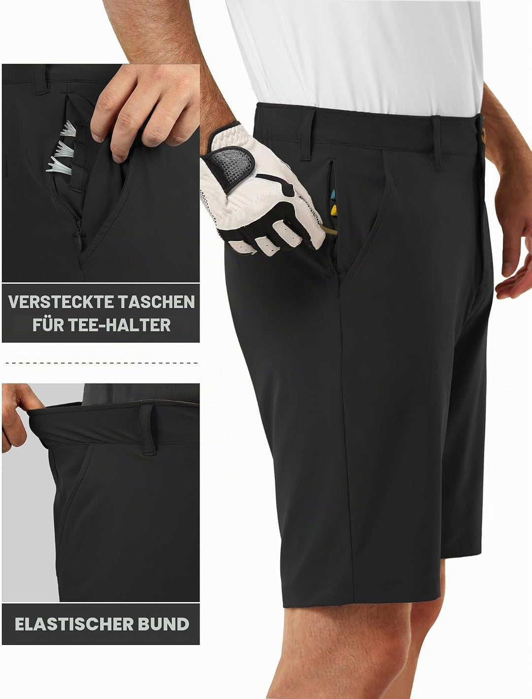 33,000ft Herren Golf Shorts Stretch Kurze Golfhosen Leichte Schnelltrocknende 11" Bermuda Shorts Kur