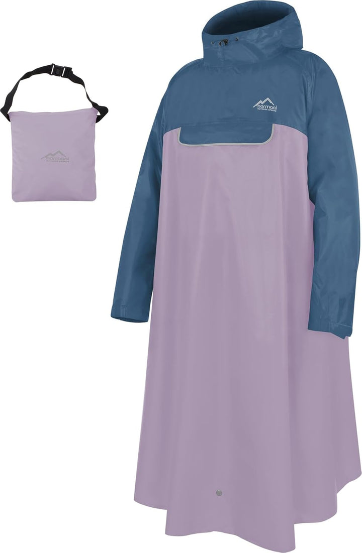 normani Unisex Regenponcho EXTRA Lang mit Ärmeln und Brusttasche für Damen und Herren - Brusttasche