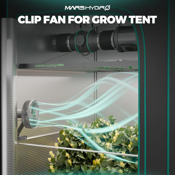MARS HYDRO Upgrade 2-Stück M6 Clip Ventilator Grow Oszillierend Leise Klein for Growzelt, 10 Geschwi
