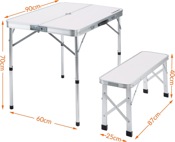 CASARIA® Klapptisch Wetterfest Höhenverstellbar Campingtisch mit Bänken Gartentisch Falttisch 120x60
