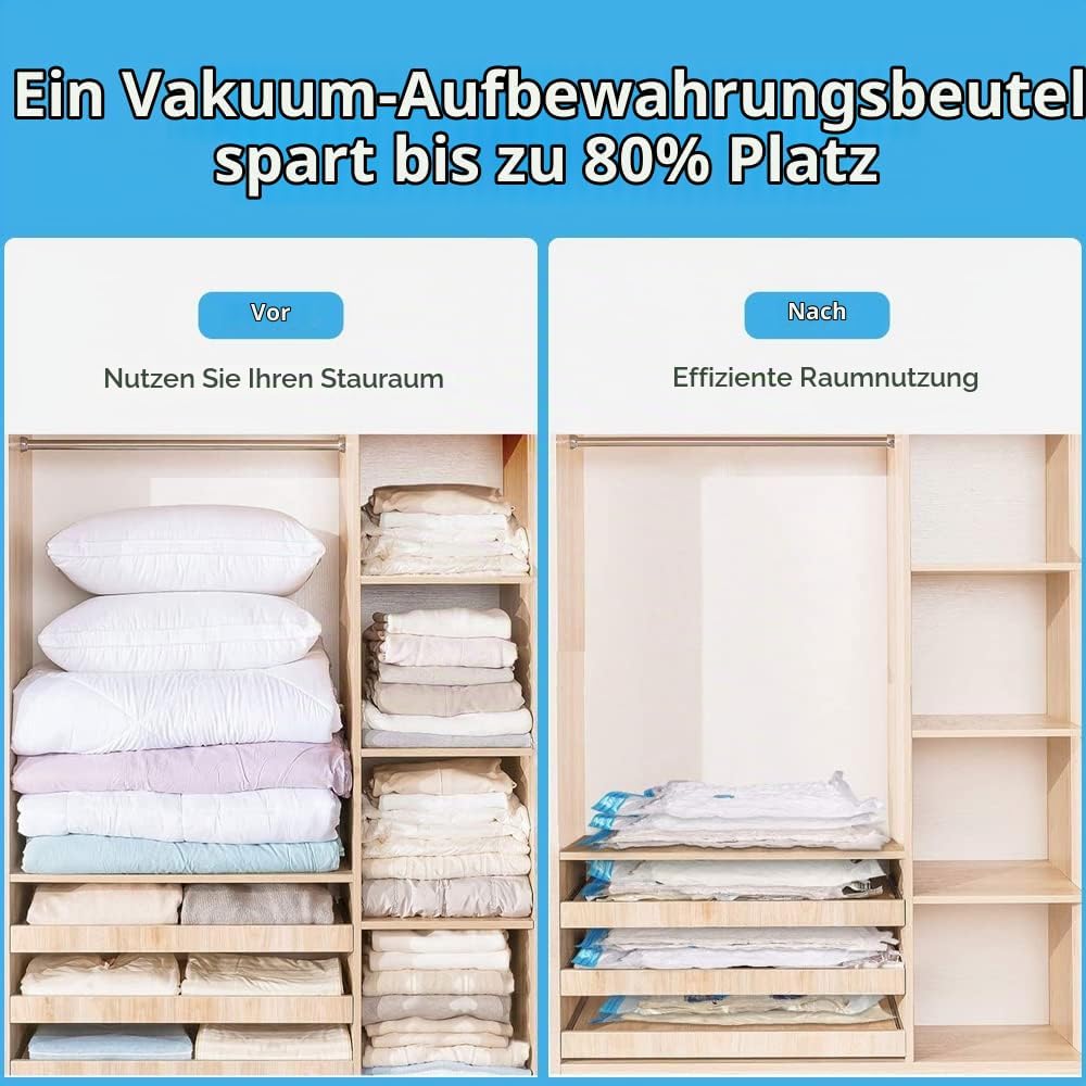 Vakuumbeutel 14 Stück 3 x Jumbo, 3 x Gross, 4 x Mittelgross, 4 x Klein, Aufbewahrungsbeutel Reise mi