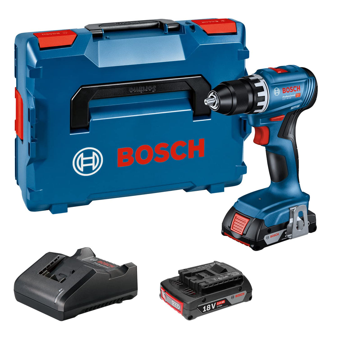 Bosch Professional 18V System Akku Bohrschrauber GSR 18V-45 (Drehzahl 1.900 min⁻¹, inkl. 2x 2.0Ah Ak