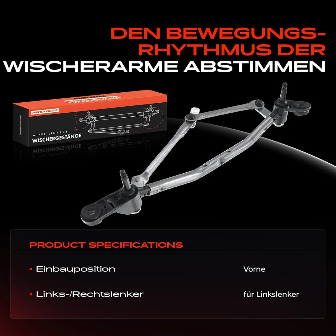 Frankberg 1x Scheibenwischer Wischergestänge ohne Motor Vorne Kompatibel mit Clio III BR0/1 CR0/1 Sc