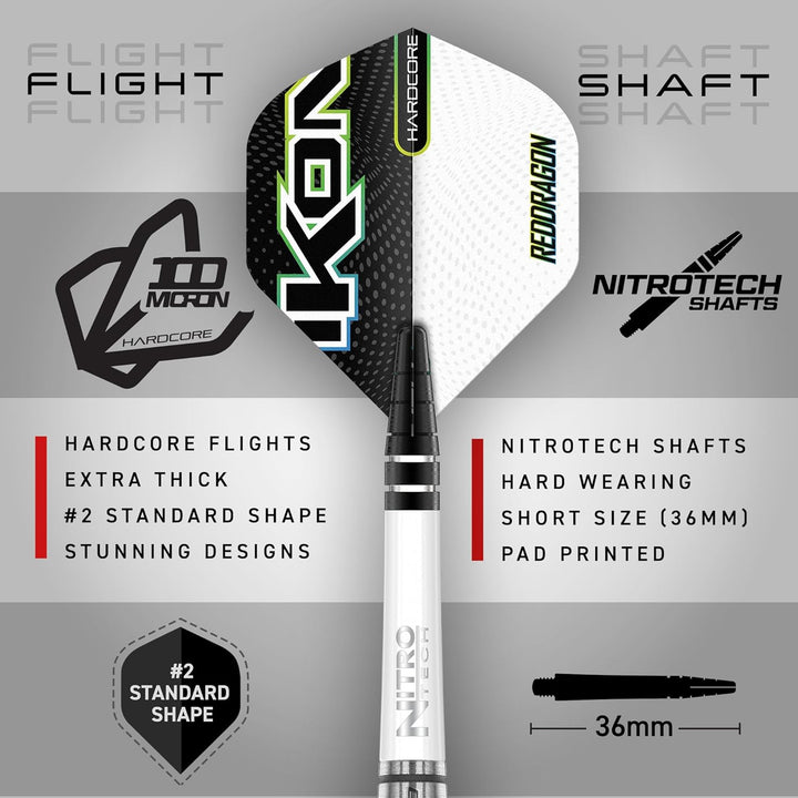 RED DRAGON Ikon Signature Series Professionelles Wolfram Softip Dart Set mit Flights und Schäften 20