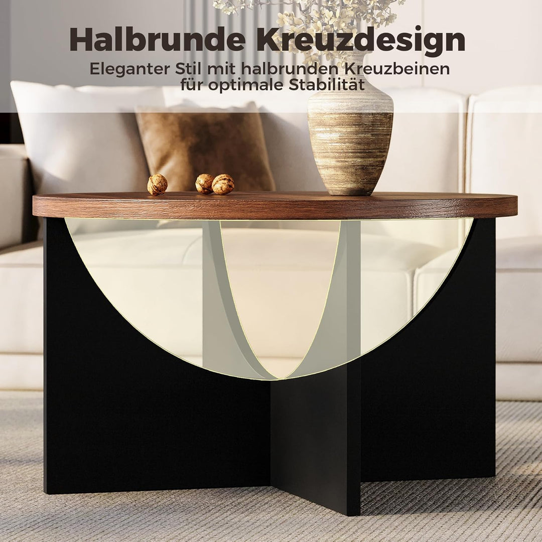 IRONCK Nestingtisch Set aus 2, Couchtisch rund, Moderner Couchtisch aus Holz für Wohnzimmer & Schlaf