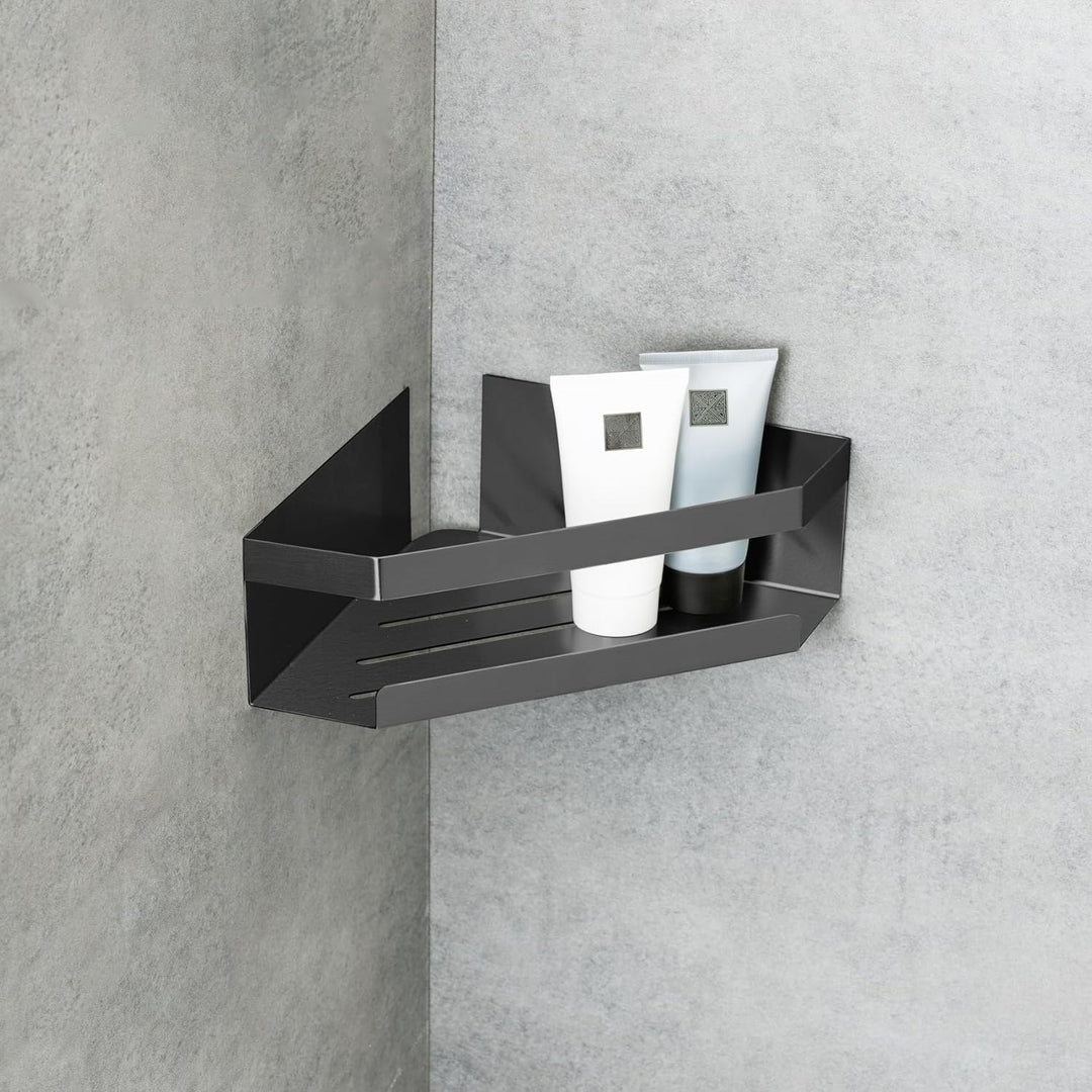 Schöner Wohnen Kollektion Eckablage Mod. Meleto aus rostfreiem Edelstahl in Gun-Metal Grey für Badez