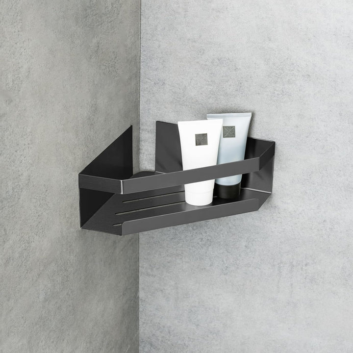 Schöner Wohnen Kollektion Eckablage Mod. Meleto aus rostfreiem Edelstahl in Gun-Metal Grey für Badez