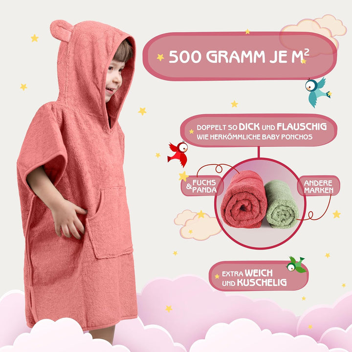 Fuchs&Panda® Badeponcho Kinder EXTRA warm, weich & kuschelig (100% Bambus) | Badeponcho Baby | Handt