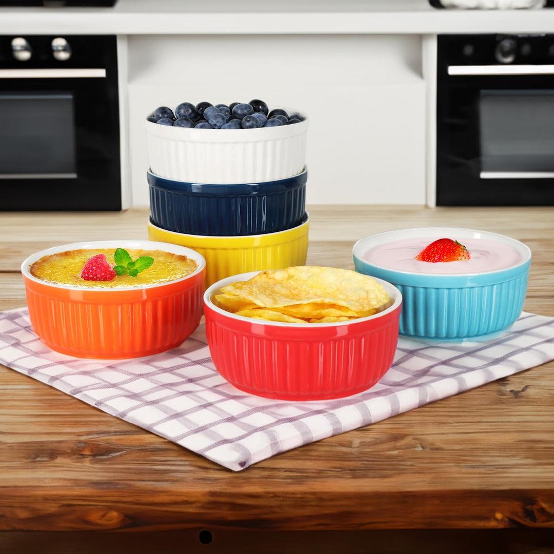 com-four® 6x Souffléfförmchen - Ragout Fin Schalen aus Keramik - ofenfeste Auflaufformen - spülmasch