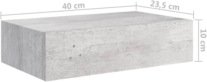 Schubladenregal 2 Pcs 40x23,5x10 cm MDF, Metall Betongrau Wandschrank Wandboard Mit Schublade Mit Sc