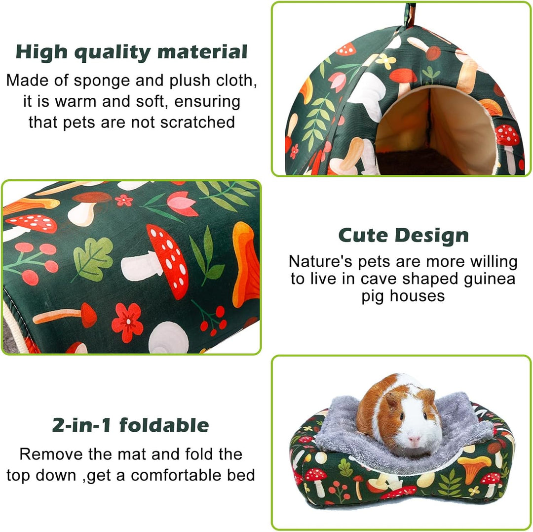 Meerschweinchen Haus & Tunnel 2er Set, Meerschweinchen Bett Waschbar Kuschelhaus & Spielzeug Kuschel