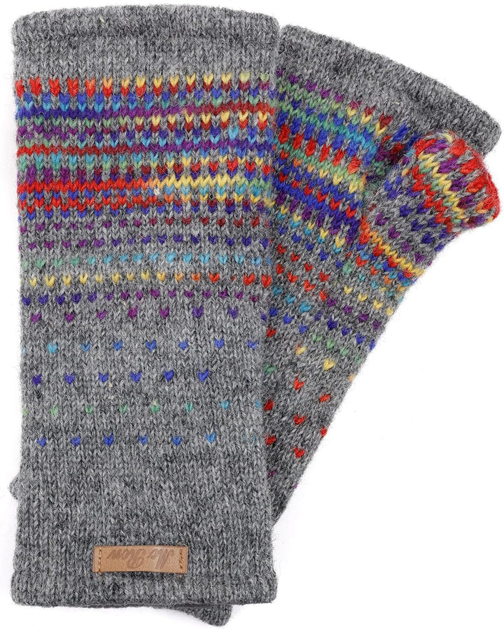 Damen Pulswärmer Armstulpen Modell Ida Regenbogen Mittelgrau, Regenbogen Mittelgrau