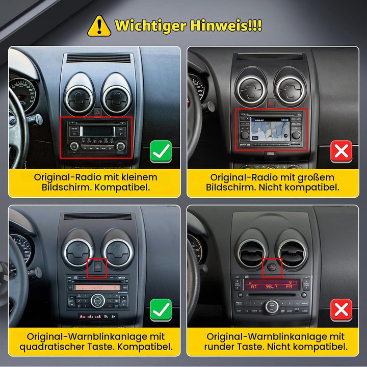 Inefala Upgrade 4G+64G Autoradio Android 15 für Nissan Qashqai 2006 2007 2008 2009 2010 2011-2016, 9