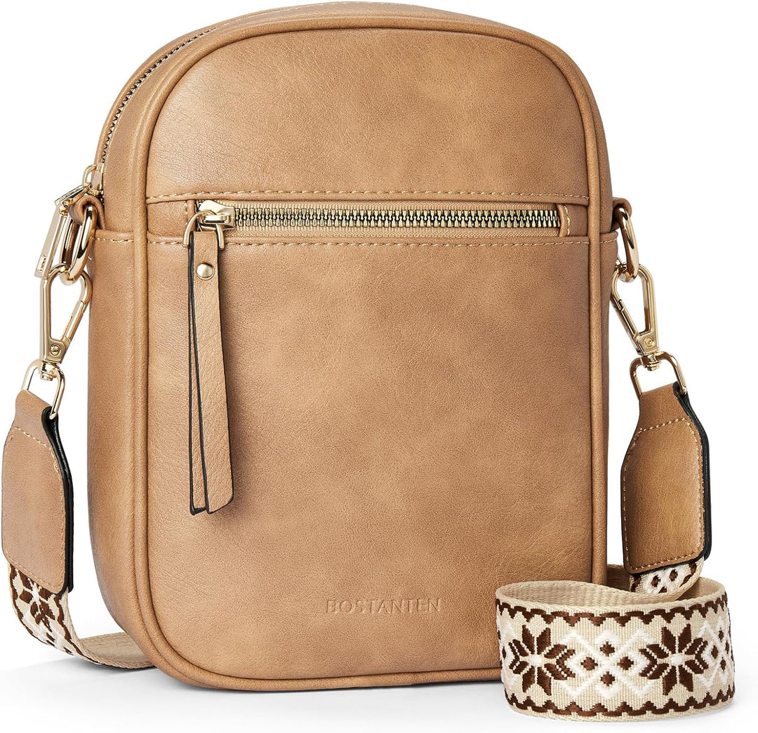 BOSTANTEN Handytasche zum Umhängen Leder, Damen Handy Umhängetasche, Handytasche mit Geldbörse zum U