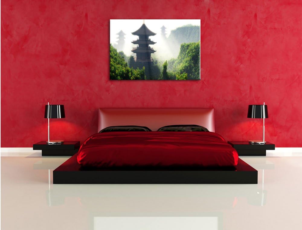 chinesische Häuser, Format: 100x70 auf Leinwand, XXL riesige Bilder fertig gerahmt mit Keilrahmen, K