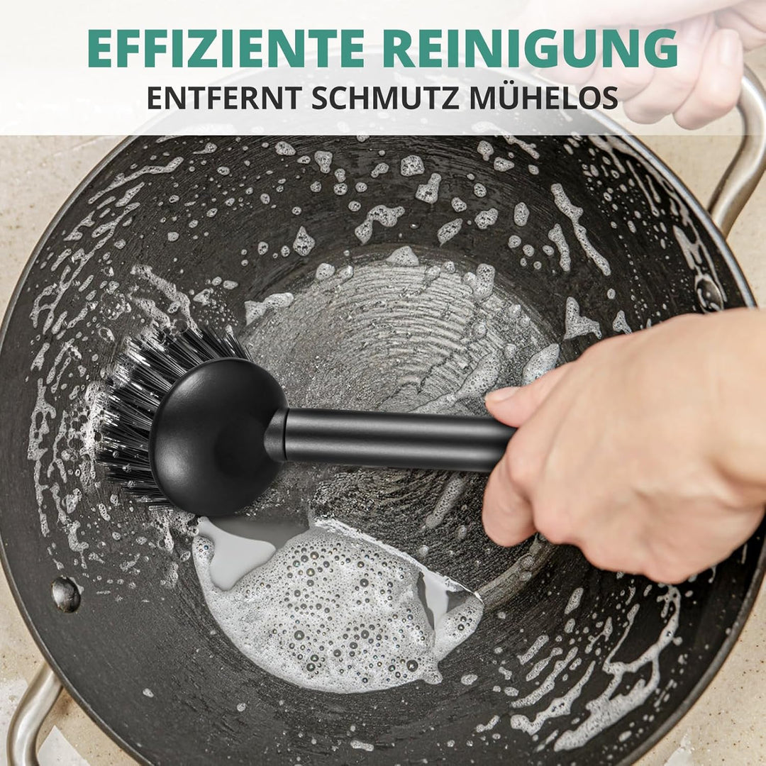 Spülbürste 3er Pack schwarz I Langer Griff I Modernes Design, minimalistisch I Küchenbürste handlich