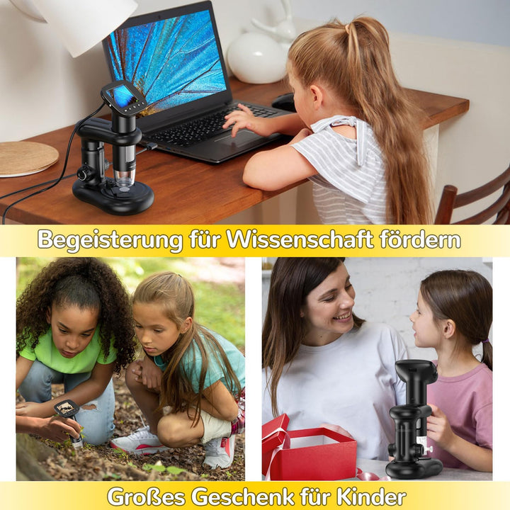 Microscope IMICHI Mikroskop für Kinder mit LCD Bildschirm 1000X grosse Vergrösserung klares Bild, ei