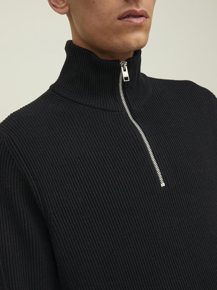 JACK & JONES Herren Jprperfect Knit Half Zip Sn Pullover Sweater L Schwarz, L Schwarz