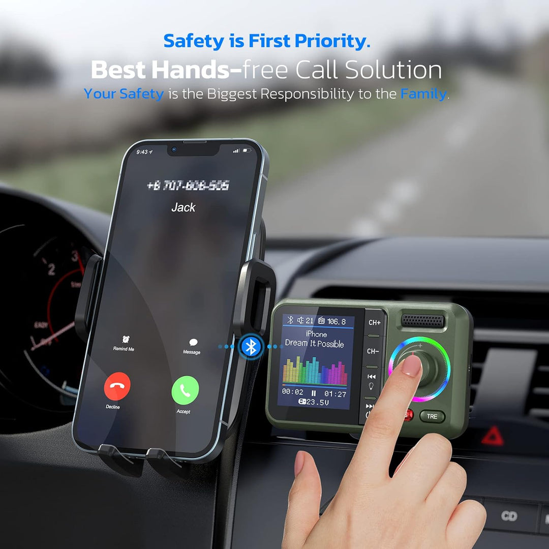 Nulaxy Bluetooth Adapter Auto FM Transmitter Bluetooth V5.0 Grosser Bildschirm Unterstützung für Han