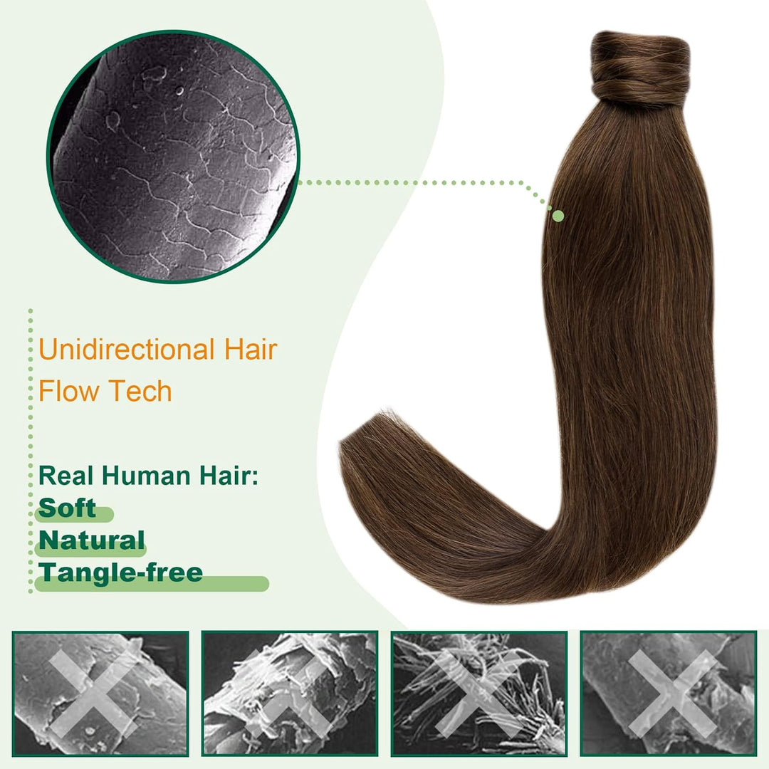 Easyouth Zopf Echthaar Extensions Braun Zopf Haarverlangerung Remy Echthaar Ponytail Extensions Dunk