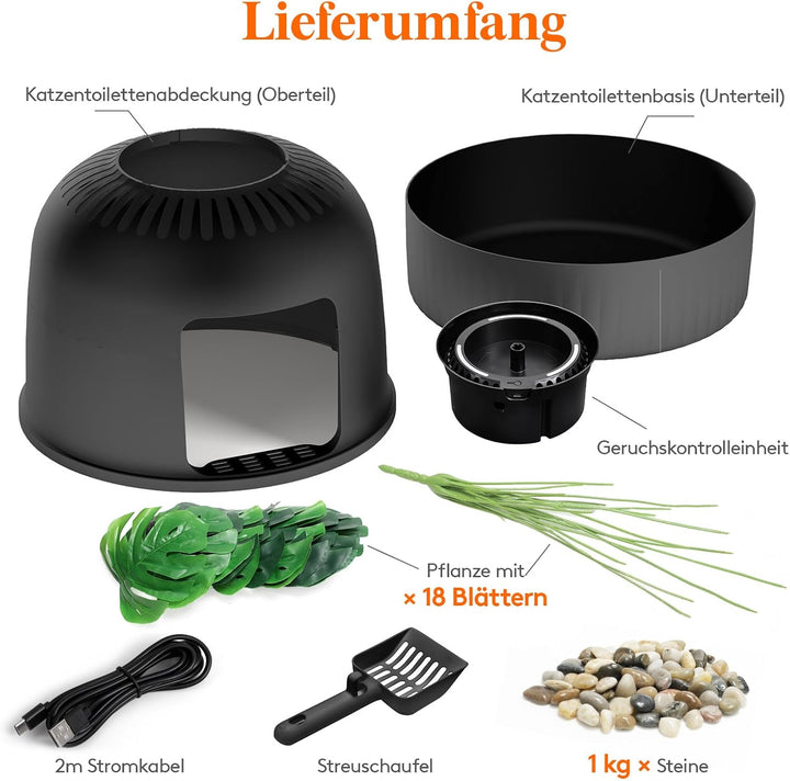 Lifewit Katzenklo Blumentopf mit Pflanze & Schaufel, Katzenklo Versteckt mit Geruchsbeseitigung, Inf