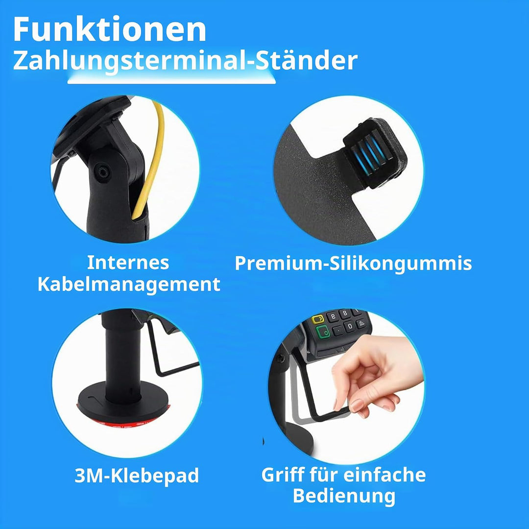 Stand PAX S80 Card Reader Payment Terminal, Swivels 180 ° and Tilt 45 ° 3M Adhesive Professional for
