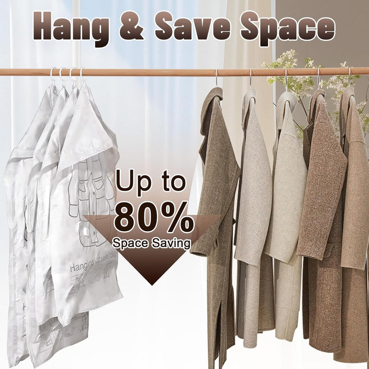 Hängend Vakuumbeutel für Kleidung Haken 6 Stück (110 x 67 cm) Vacuum Bags for Clothing Platz Vakuumb