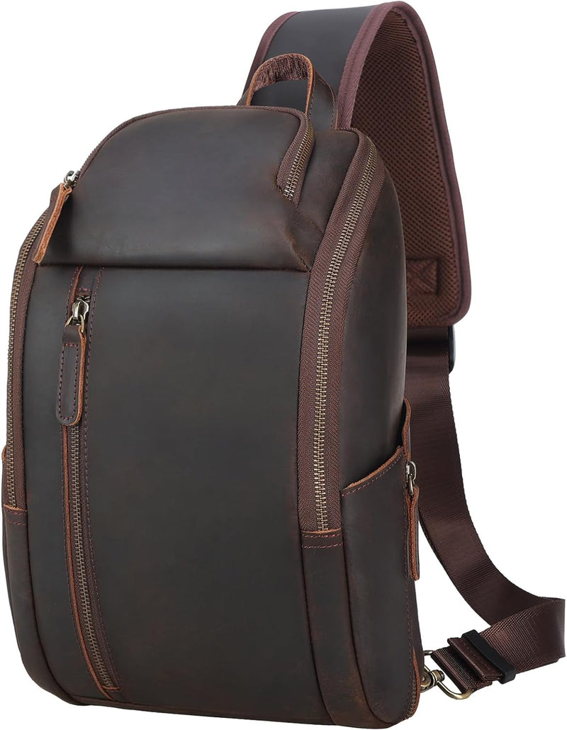 TIDING Herren Taschen Sling Bag Crossbody Leder Schultertasche Rucksack Umhängetaschen Herren für Re