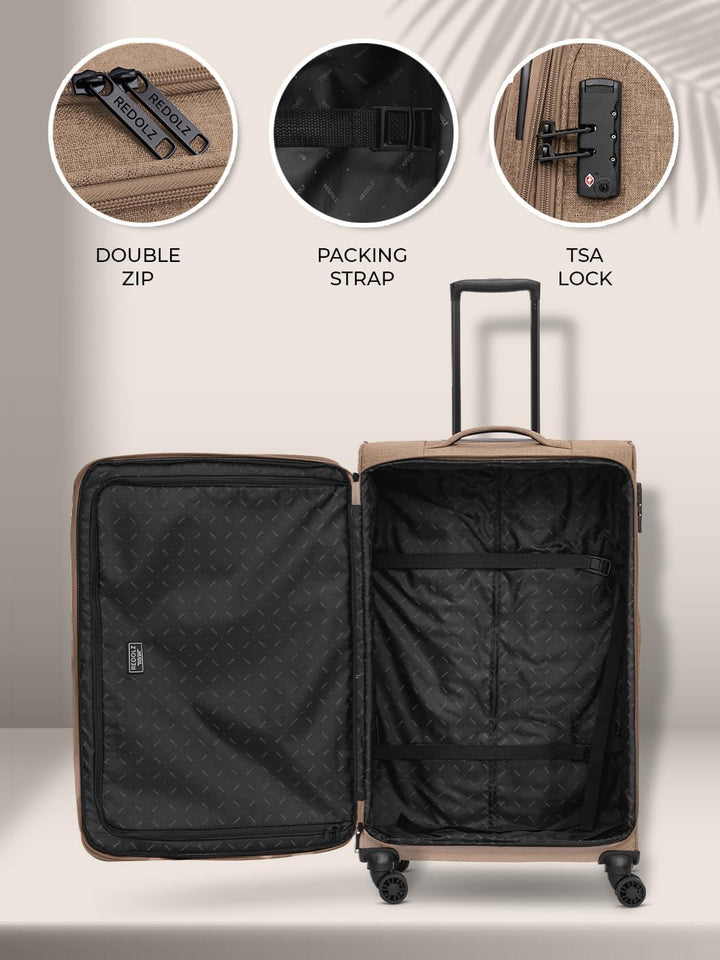 REDOLZ grosser Weichschalen Koffer für Damen & Herren | Leichter Trolley 79 cm mit 4 Doppelrollen &
