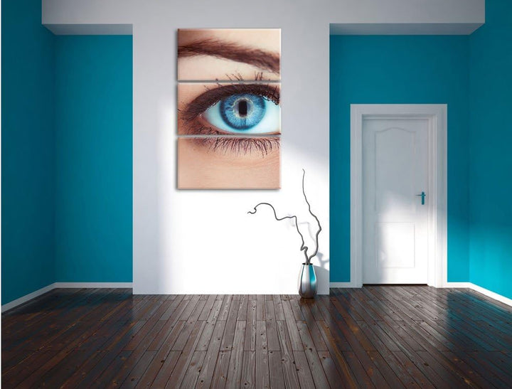 Pixxprint Auge Einer Frau 3-Teiler Leinwandbild 120x80 Bild auf Leinwand