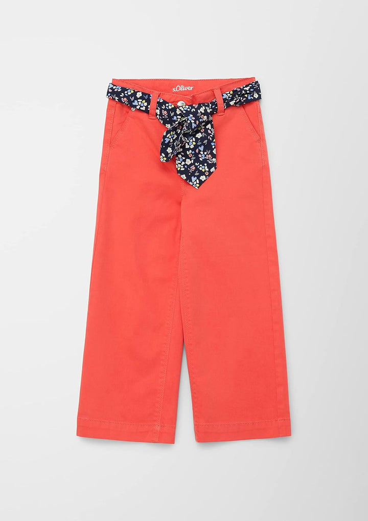 s.Oliver Mädchen Hose mit Gürtel, Wide Leg 104 Orange, 104 Orange