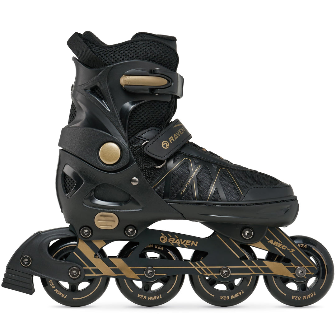 RAVEN Expert Inline Skates Inliner für Kinder und Erwachsene verstellbar 40-43 (25,5-28cm) Gold, 40-