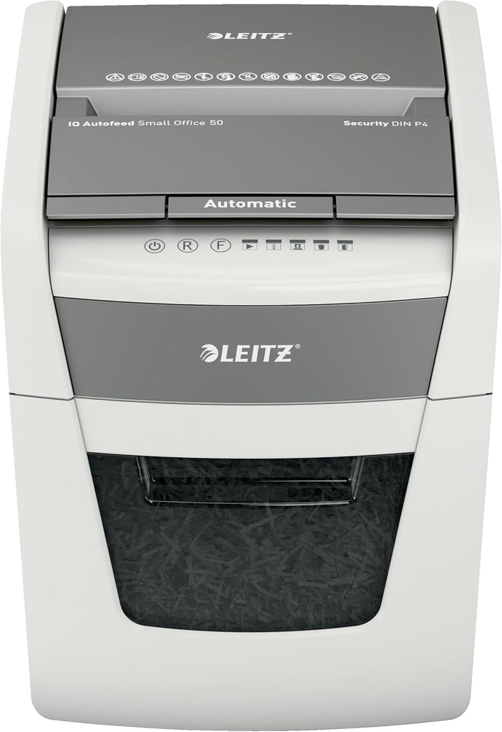 Leitz IQ Autofeed Small Office Partikelschnitt Aktenvernichter P4, Automatisch, 50 Blatt, 20 Liter A