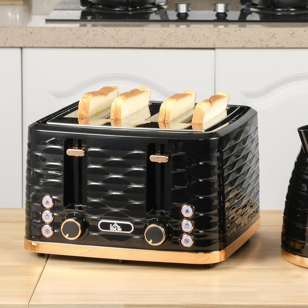 HOMCOM Toaster 4 Scheiben 4 Schlitze mit 7 Bräunungsstufen, Abschaltautomatik, Krümelschublade Stahl