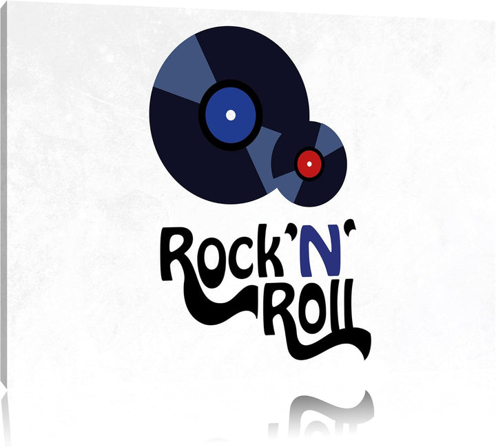 Pixxprint Rock 'n' Roll Schallplatten als Leinwandbild/Grösse: 100x70 / Wandbild/Kunstdruck/fertig b