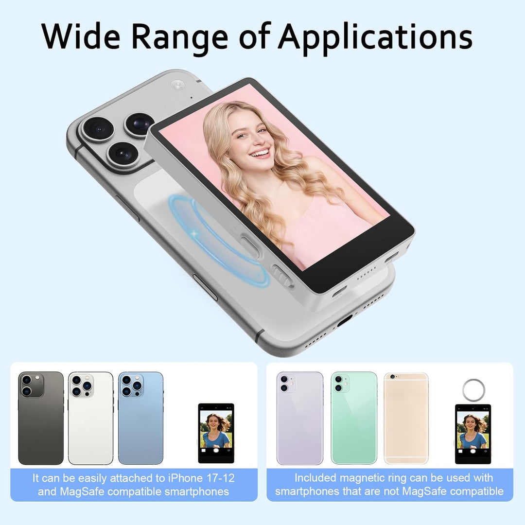Bettdow Handy Selfie Monitor 3,97“, Magnetischer Smartphone Vlog Bildschirm für iPhone & Android Tel