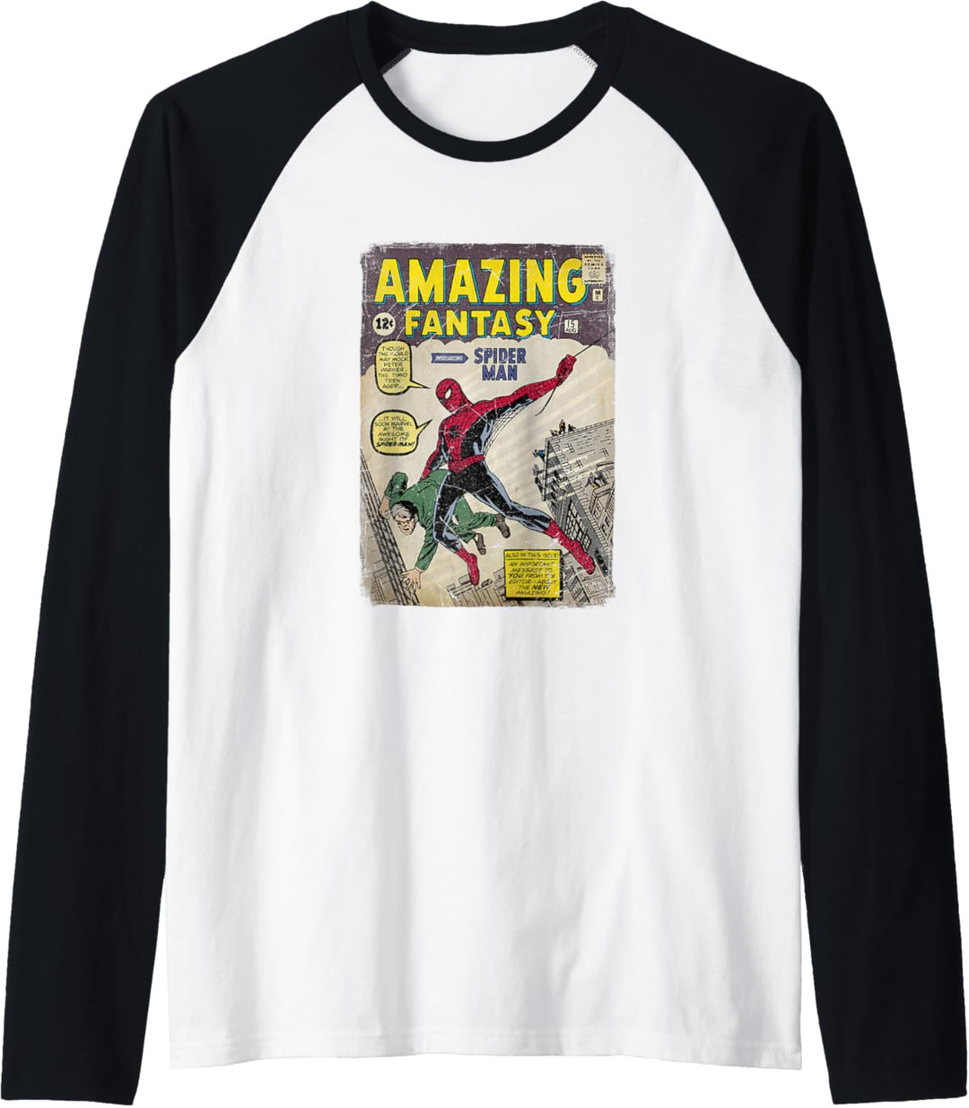 Marvel The Amazing Spider-Man Distressed Comic Cover Raglan
