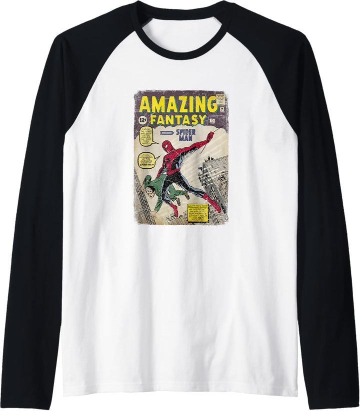 Marvel The Amazing Spider-Man Distressed Comic Cover Raglan
