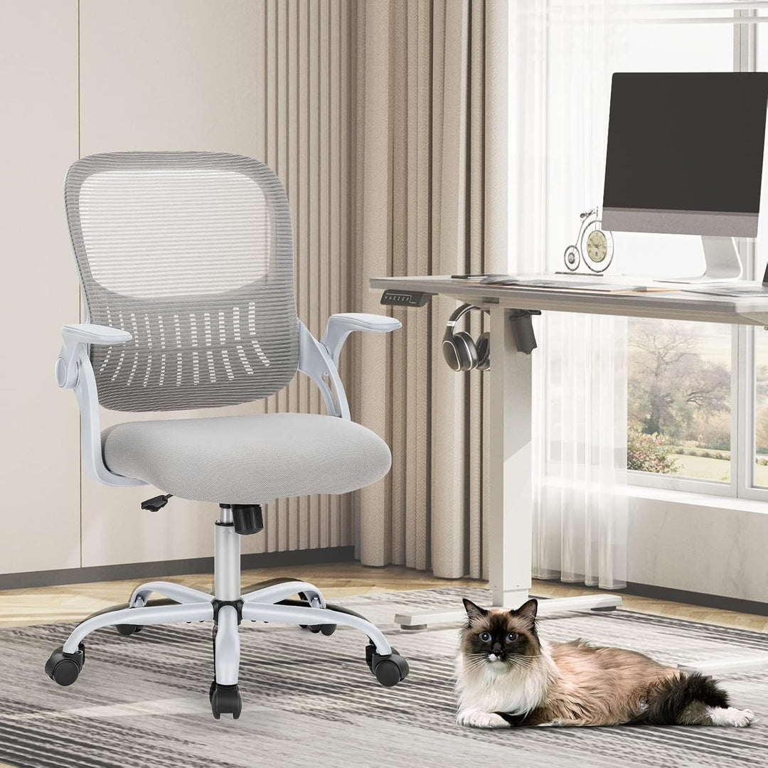 DUMOS Bürostuhl Ergonomisch, Schreibtischstuhl mit Lendenwirbelstütze, Verstellbaren Armlehnen Drehs