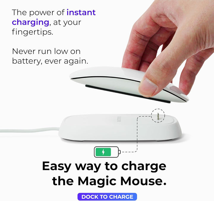 Ascrono - Ladestation kompatibel mit Magic Mouse - Weiss - Perfektes Zubehör | Nutzbar als Ladestati