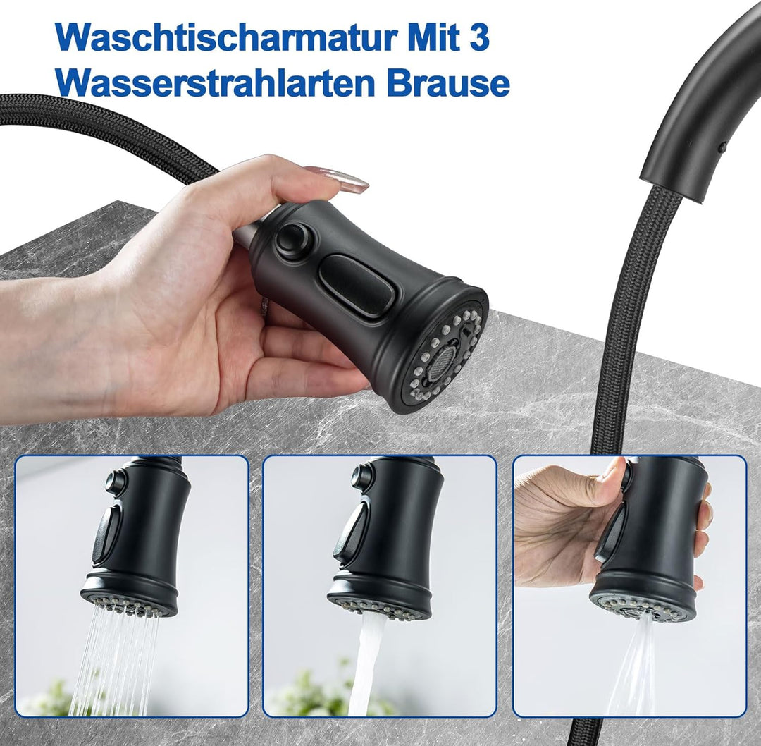 Vintage Wasserhahn Küche Mit Brause Ausziehbar,Küchenarmatur 360°Schwenkbar Spültischarmatur,Einhebe